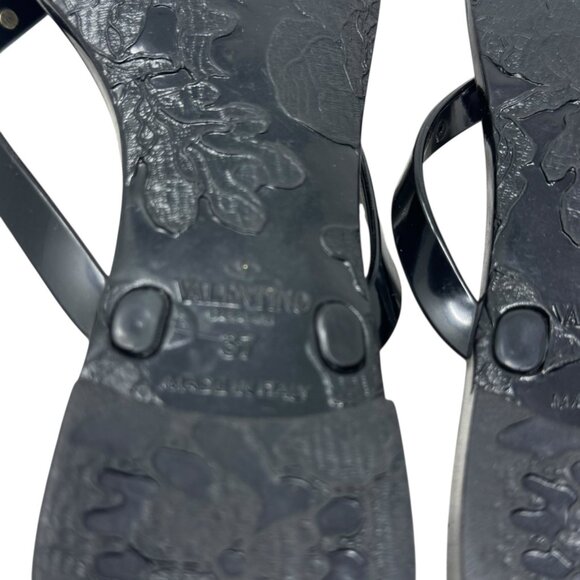 Valentino Garavani Rockstud Jelly Flip Flop thong sandals black size 37 7 - Picture 4 of 12